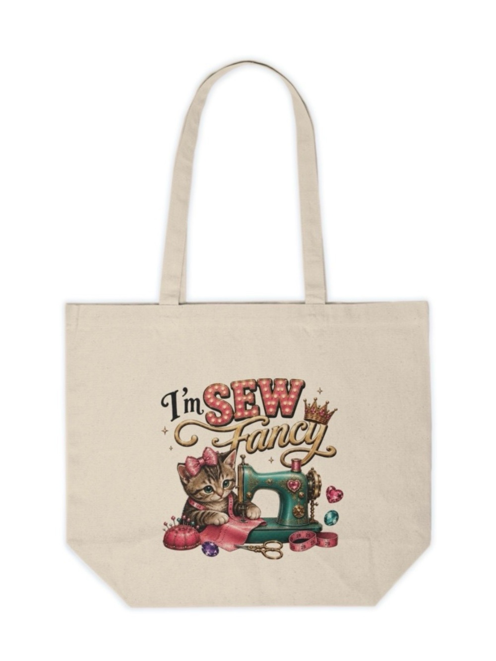 I’m Sew Fancy Cat Sewing Canvas Tote Bag – Cute Sewing Lover Gift